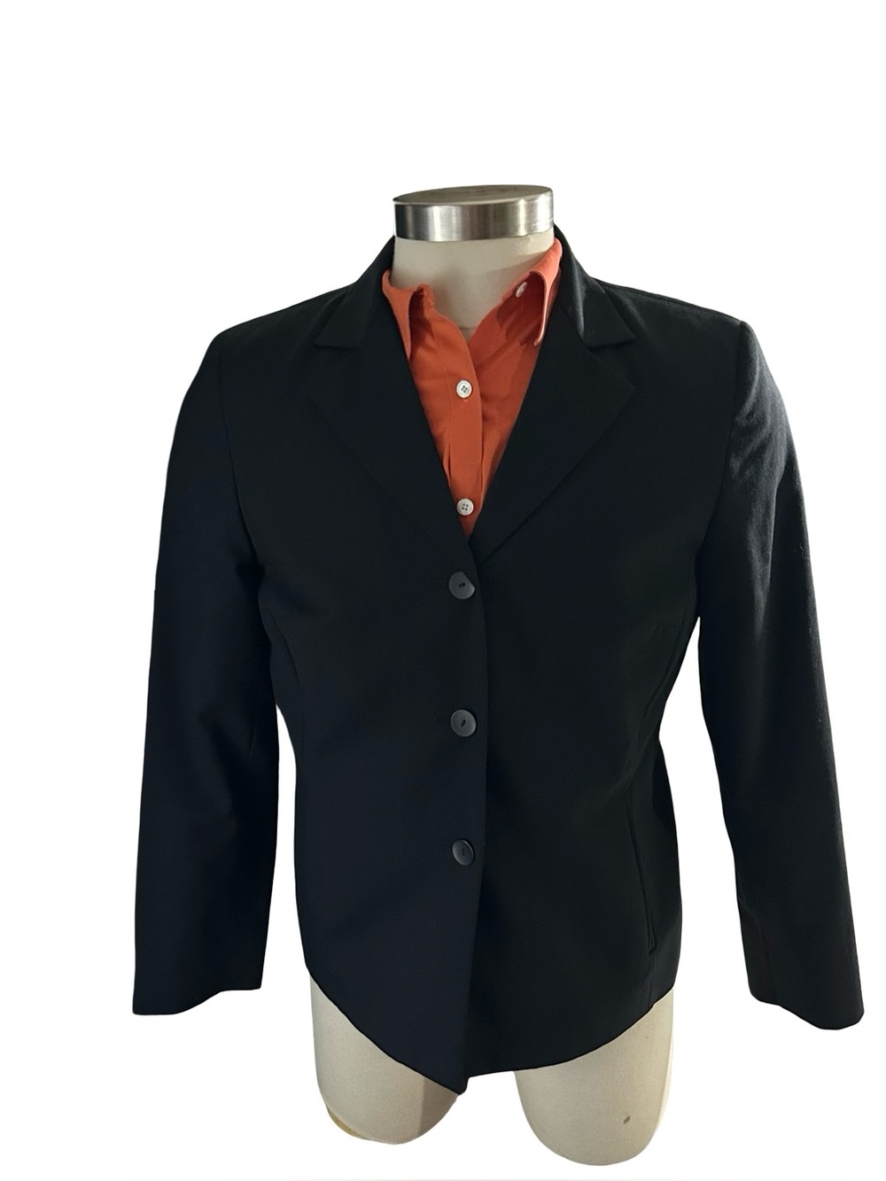 Vtg Pendleton Womens Black Wool Blazer Jacket 3 Button Lycra Stretch Sz 12